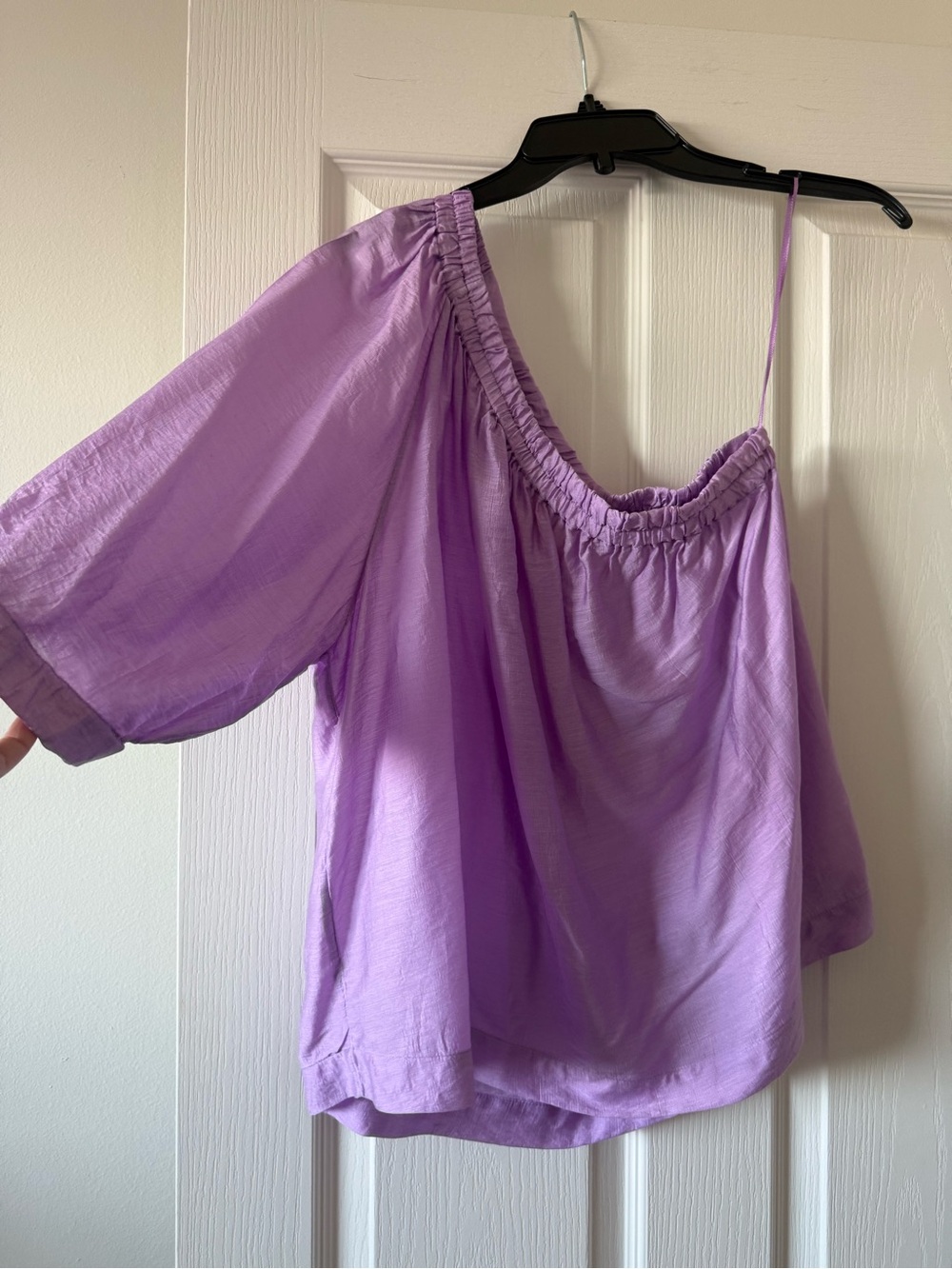 One-Shoulder Lilac Women's Maeve Blouse - Silk blend  Asymmetric Top